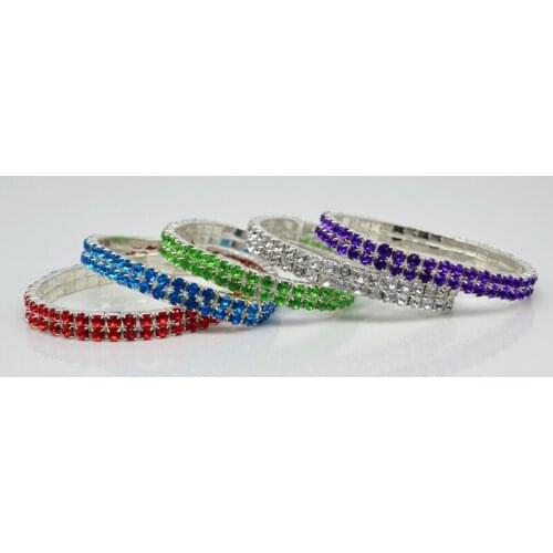 Double Line Crystal Rhinestone Stretch Bracelet Tennis Bracelets Fashion Girls Women Jewelry