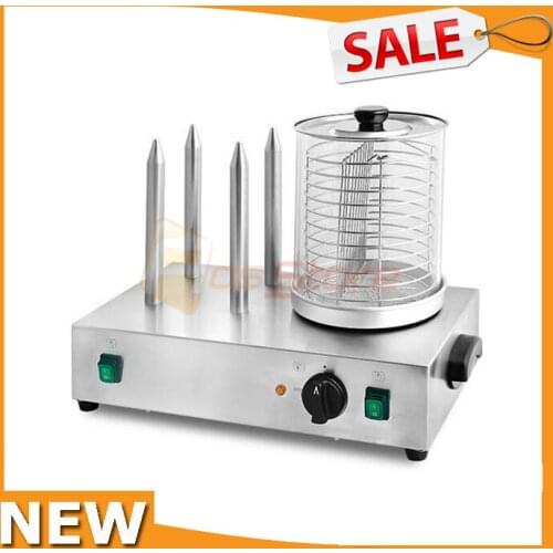 220V Electric Hot Dog Machine Stainless Steel 4 sticks Sausage Bun Warmer Hotdog Steamer