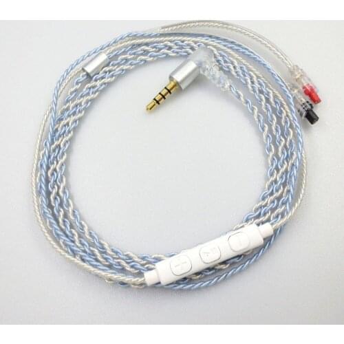 ZSFS Blue/silver mixed Mic Remote Earphone Upgrade Cable For Audio Technica ATH-IM50 im70 im01 im02 im03 -im04 Earphone cable