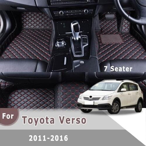 RHD Car Floor Mats Carpets For Toyota Verso 2016 2015 2014 2013 2012 2011 (7 Seats) Auto Interior Accessories Rugs Waterproof