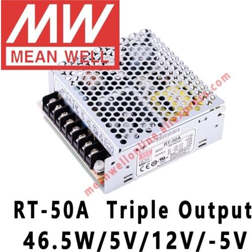 Mean Well RT-50A 5V/12V/-5V AC/DC 46.5W Triple Output Switching Power Supply meanwell online store