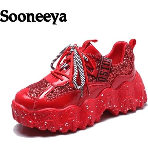 Fashion Women Shoes Dad Chunky Sneakers Women Luxury Comfortable Glossy Thick Sole Ladies Platform Wave Bottom Trainers Female