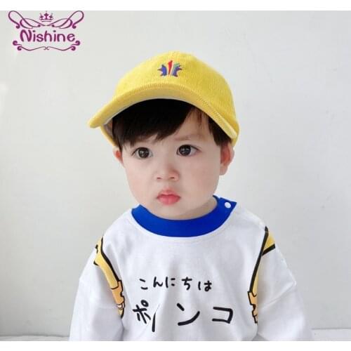 Nishine Fashion Embroidered Pattern Childrens Baseball Caps Simple Letters Print Sunscreen Hats Baby Headwear Birthday Gifts