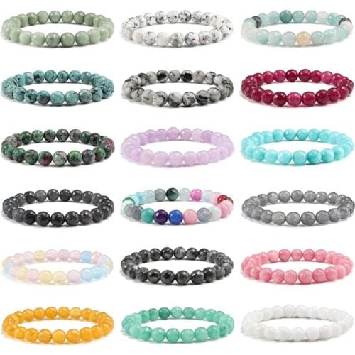 18Style Chakra Beaded Men Charm Bracelets 8mm Natural Healing Energy Faceted Stone Bracelet Bangle Elastic Pulsera Women Jewelry