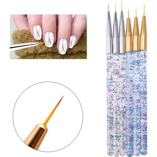 3PCS/Set Acrylic Nail Art Liner Brush Set 3D Tips French Stripe Manicure Ultra-thin Line Drawing Pen UV Gel Brush Painting Tools