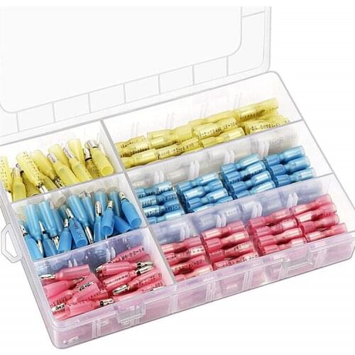 220PCS Box Heat Shrink Bullet Female Male Electrical Wire Connectors Splice Crimp Terminals Kit 10-22AWG Waterproof Assortment