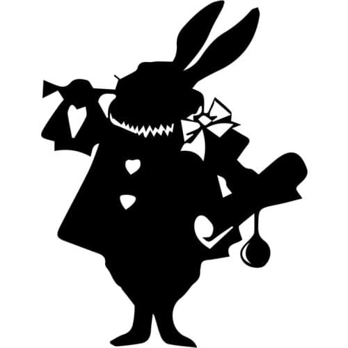 13.7cm*17.8cm Alice In Wonderland Rabbit Fashion Car Styling Stickers Decals Black/Silver S3-6592
