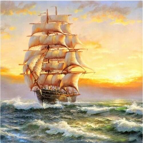 New Arrivals 5D DIY Full Round/Square Diamond Painting Sailboat 3D Embroidery Cross Stitch Rhinestone Mosaic Home Decor Y1119