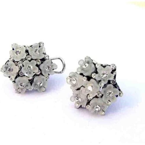 New design rensin plastic plastic flower 25mm metal pentagon charm 6pairs lot ladys french clip earrings fashion jewelry