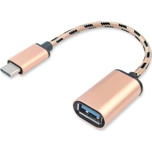 New Type-C Male to USB 3.1 Female OTG Gold Braided Adpater Cable Converter GK99