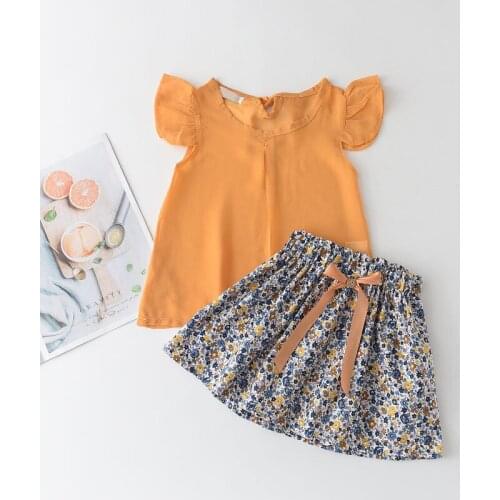Baby girl clothes summer new small flying sleeve top floral skirt 2 piece suit girl fashion suit suit for baby girl baby clothes