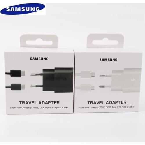 Original Samsung Galaxy Note 10 25W Super Fast Charging Adapter PD Charger 100CM USB C To USB C Cable For S20 Ultra S20+ A71 A91