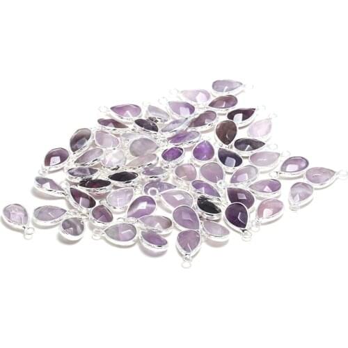 New 5pcs Natural Stone Water Drop Shape Section Amethysts Pendants for Jewelry Making DIY Necklace Size 10x14mm