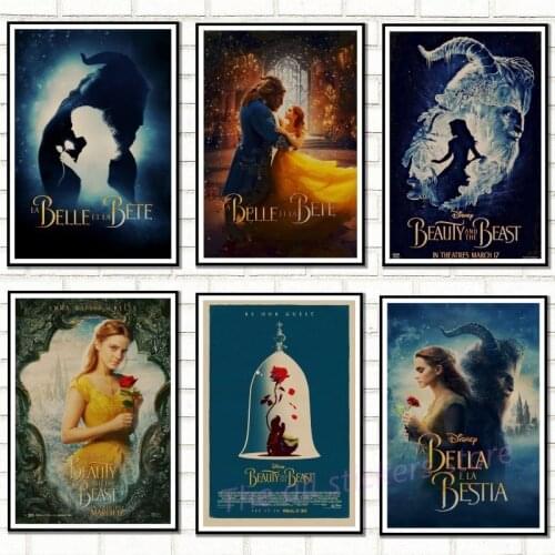 Beauty and the beast movie poster Kraft Paper Poster Wall Sticker Antique Home decor for living room/5055