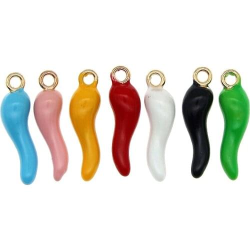 10pcs/lot multicolour Three-dimensional Pepper Golden Metal Enamel Charms For DIY Jewelry Accessories Keychain Crafts Findings