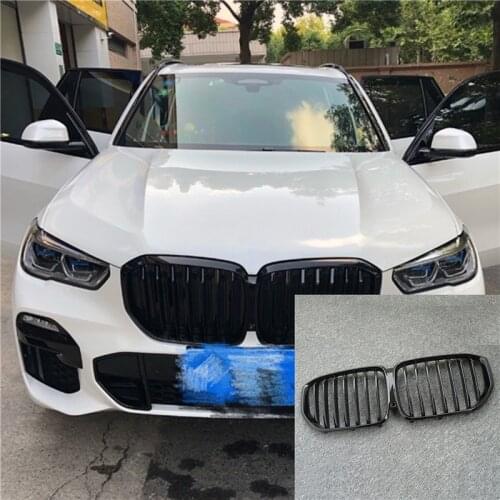 1Pair Gloss/Matte Black Front Kidney Grille for BMW New X5/G05 2020 Grille Car Style Refit Bumper Slat Double Line Racing Grills