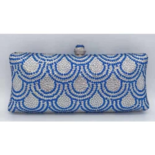 Female Luxury Fashion Sapphire Blue Crystal Evening Bags for Party Wedding Women Clutch Bags Bridal Clutch Purse Handbags Wallet