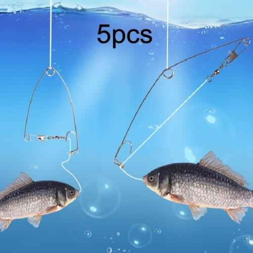 5pcs Stainless Steel Fishhook Automatic Device Trap Fishing Hook Tool Accessories Universal Full Speed All The Water Suitable
