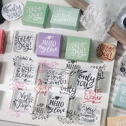 DIY Acrylic Retro Stamp Handmade Letter Stamp Scrapbook Cards Decor Words Thank You/For You Blessing Greeting Words