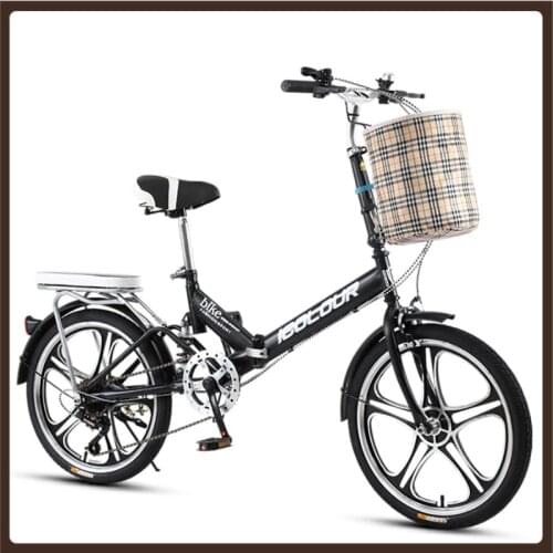 Foldable Complete Bicycle Ultralight Portable Bicycle Small Wheel Variable Speed Work 20 Inch Adult Velo Pliable Bycycle for Men