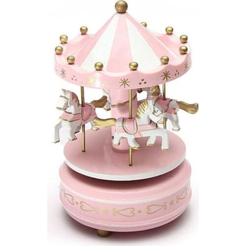 Merry-Go-Round Wooden Music Box Toy Child Baby Game Home Decor Carousel horse Music Box Christmas Wedding Birthday Gift