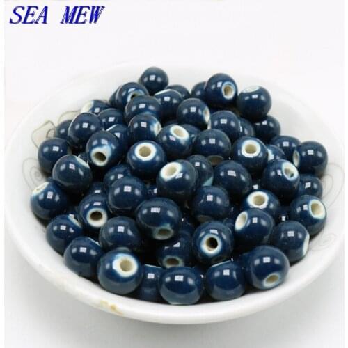 50pcs 6mm 8mm 10mm 12mm Vintage Round Ceramic Spacer Beads Handmade Hole Beads For Bracelet Necklace Jewelry Components kf52
