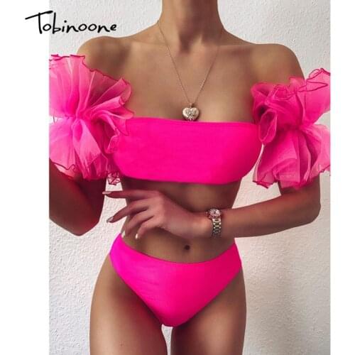 Tobinoone Sexy ruffle pleated white bodysuit women off shoulder mesh bodycon bodysuit Elegant party rompers female overall