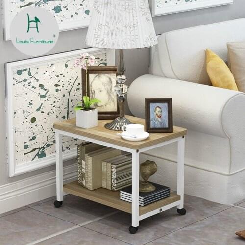 Louis Fashion Coffee Tables Convenient Simple Modern Round Mobile Bedside Cabinet Pulley