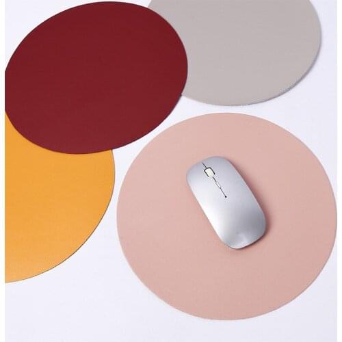 1PC Round Shape Mouse Pad Double-sided Waterproof PU Leather Mousepad Portable Non-slip Desk Mat Suitable For Laptops Computers