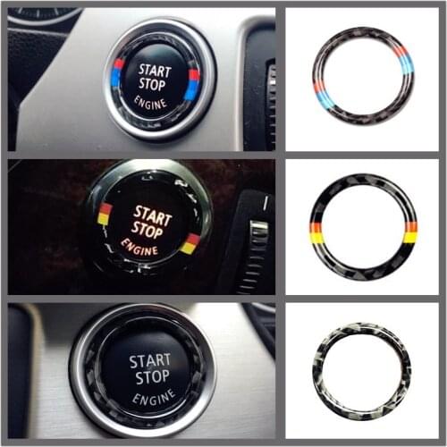 10PCs for BMW Bmwe90/E92/Old 3 Series One-Button Start Ring Carbon Fiber Stickers Car Decoration Interior Modification