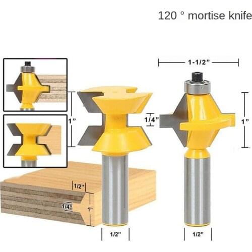 2PCS 120 Degree Lock Miter Finger Joint Router Bits Set 1/2'' Shank Milling Cutters For Wood Plywood MDF Woodworking Tools