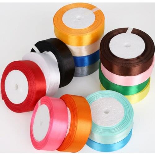 25yards/roll Grosgrain Satin Ribbons For Wedding Party Decorations 25mm DIY Handmade Crafts Ribbon Card Gifts Wrapping Supplies