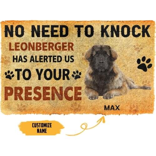 3D No Need To Knock Leonberger Dog Custom Name Doormat Indoor Doormat Non Slip Door Floor Mats Decor Porch Doormat