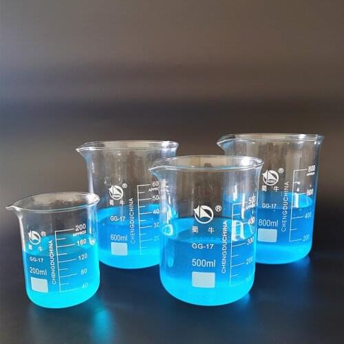 4pcs/set 200ml/500ml/600ml/800ml Glass Beaker Low Form, High Quality Chemistry Lab Glassware