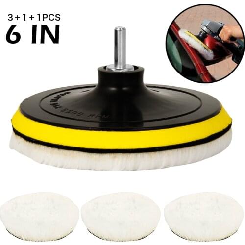 5pcs 6 Inch Wool Polishing Pads Buffing Mat Auto Paint Care For M14 Soft Wool Machine Waxing Polisher Car Body Polishing Discs