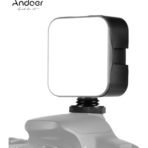 Andoer Mini Dimmable LED Video Light 5W 6500K Photography Fill-in Lamp Cold Shoe Mount Adapter for Canon Nikon Sony DSLR Camera