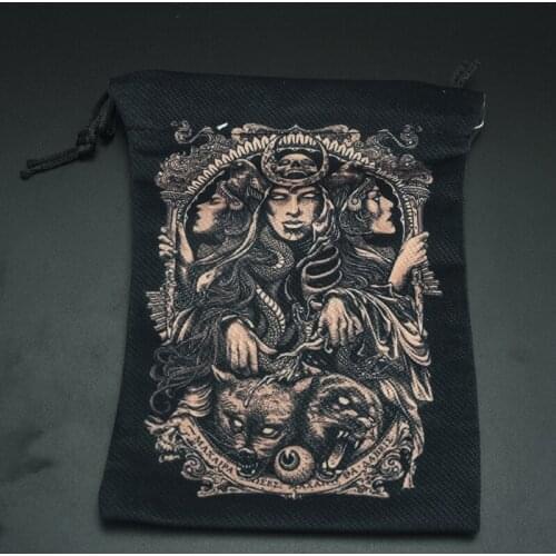 Velvet Tarot Card Storage Bag Velvet Double Sided Printed Board Game Card Mini Drawstring Package Game Tarot Storage Bag