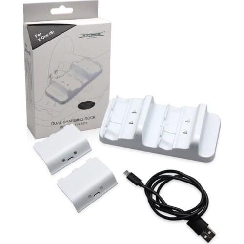 For Microsoft Xbox One(S) Wireless Game Controller Dual Charger Stand Charging Station Dock 2Pcs Rechargeable Battery USB Cable