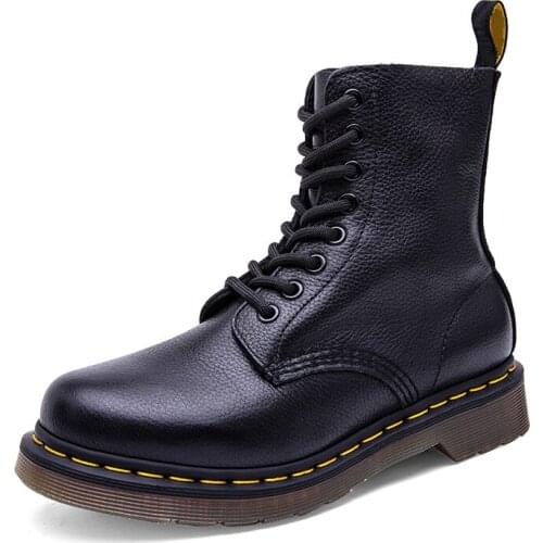 Large Black Martin Boots Mens Pascal Classic 8-hole Mens Motorcycle Boots Lychee Print Mens Short Boots Zapatillas Blancas