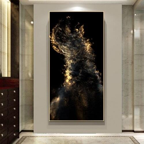 Large Size Golden Abstract Canvas Paintings Art Posters and Prints Modern Art on The Wall Pictures for Living Room Decorative