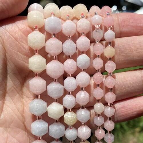 Natural Faceted Morganite Jades Stone Loose Spacer Beads For Jewelry Making DIY Bracelet Handmade 6 8 10mm