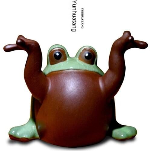 Boutique Cartoon Frog Clay Tea Ornaments Creative Ceramics Bi Tuo Bijia Tea Set Accessories Kung Fu Tea Pet Mini Tea Set