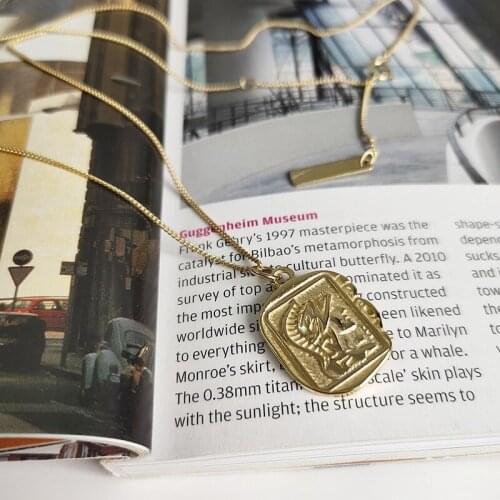 WTLTC 925 Sterling Sliver Square Coin Chokers Necklaces Vintage Abstract Geometric Necklace Protrait Charms Choker Personality