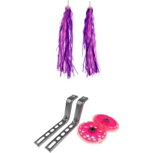 Kids Bike Stabilizer Bicycle Training Learning Wheel Pink Handlebar Streamer