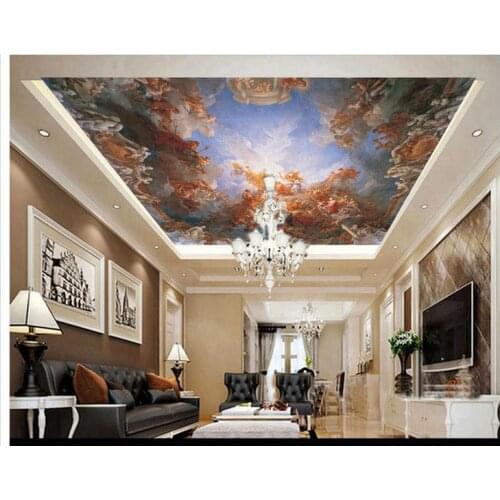 Customized 3d wallpaper 3d ceiling wallpaper murals Hercules heaven European style ceiling one.why mural decoration