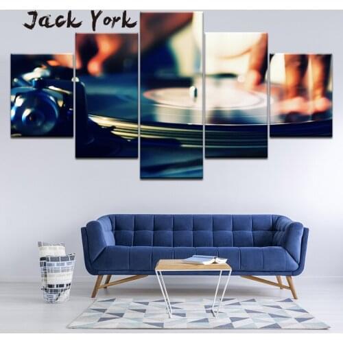 Canvas Painting DJ popular record player 5 Pieces Wall Art Painting Modular Wallpapers Poster Print for living room Home Decor