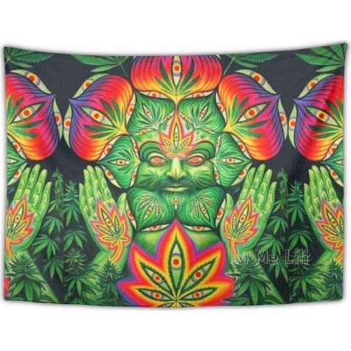Hippie Abstract Art Psychedelic Trippy Wall Hanging Tapestry Leaves