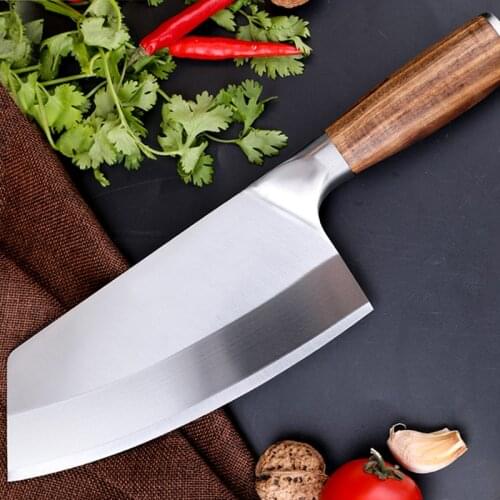 Chef Knife Stainless Steel 7" Chinese Kitchen Knives Meat Cleaver Butcher Knife for Fish Vegetables Slicing Knife Rosewood