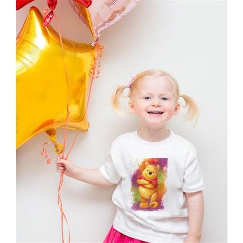 Summer Disney Children Cute Cartoon Animals Winnie The Pooh Friends Baby Short Sleeve T-Shirt White Casual Cozy ChildrenKawaii