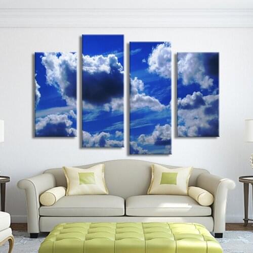Hot Sells 4 Panels Blue Sky Painting Canvas Wall Art Picture Home Decoration For Living Room Print On Canvas Modern Art